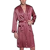 QCKNKMGG Herren-Glattroben，Herren-Satin-Kleid， Seidenrobe, Langer Kimono, leichte, langärmlige Morgenmäntel for Hochzeitsfeier(XXL)