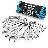 DURATECH Ringmaulschlüssel-Satz, Extra Kurz, Gabelschlüssel Maul-Ringschlüssel Schraubenschlüssel Set, 12-teilig, SW 8-9mm, Chrom-Vanadium-Stahl, mit Aufbewahrungstasche