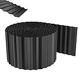 Aufun Rasenkante Metall 20m, Wellen verzinkt Beetbegrenzung, 15cm Höhe, Raseneinfassung Ideal für Rasenbegrenzung, flexibel Beetumrandung für Gartenliebhaber und Landschaftsgestaltung, Anthrazit