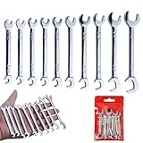Lawnrden 10-teiliges Gabelschlüssel-Set, rostfreies Mini-Doppel-Maulschlüssel-Set mit dünnem Ende, korrosionsbeständiger metrischer 4-11-mm-Schraubenschlüssel |