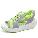 Plateauschuhe für Damen, modisch, lässig, atmungsaktiv, leicht, Plateau-Sandalen, Sport-Sandalen, Laufschuhe, Haus für Damen, Schleife, grün, 38 EU