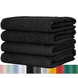 BaSaTex - Handtuch Set für Haushalt & Gäste 4er Pack - Frottee-Handtücher mit Aufhängeschlaufe aus weicher Baumwolle in 50x100cm - Waschtücher für Bad Öko-Tex Standard 100 zertifiziert - Schwarz