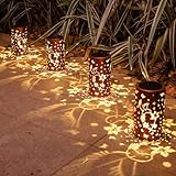 4 Packungen Solarlaternen für den Außenbereich, hängende Laternen, 4 Kolibri-Aushöhlungen, Metalldekor-Laterne, wasserdichte LED-dekorative Gartenleuchte Geschenke
