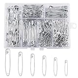 Kiperline 300 Stück Sicherheitsnadeln, 6 Größen 18mm - 53mm Rostbeständig Safety pins, Haltbar Safety pins für Kleidung Kunsthandwerk Nähen