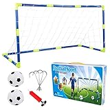 Mini Fußballtor Set für Kinder, 1 Tor, 1 Ball und Pumpe, Fußball Garten Selbstaufstellende 120 x 62 x 46cm