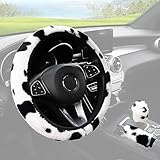 Universal Lenkradabdeckung Kuh Plüsch Winter Teleskop Anti-Rutsch Mit Handbremse Schaltabdeckung Warme Auto Lenkradhülle Zubehör 37-38cm