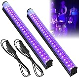 2 Stück Schwarzlicht LED Strip, 10W 28cm T8 USB Schwarzlichtlampe, Schwarzlicht Röhre mit Schalter, Tragbare UV LED Schwarzlicht Lamp für Disco, Halloween, Club, Glow Party, Bühnenbeleuchtung