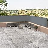 Kavolet Seitenmarkise 117x1200 cm Markise Ausziehbare in Anthrazit, Blickdicht Sichtschutz für Garten Balkon & Terrasse Seitenrollo Sonnenschutz Windschutz Wasserdicht Balkonfächer Vertikalmarkise