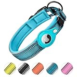 AirTag Hundehalsband, [Blau - Größe L] Reflektierendes Apple Airtag Hundehalsband, Dickes Air Tag Hundehalsband, Integrierter AirTag Hundehalsbandhalter für kleine, mittelgroße und große Hunde