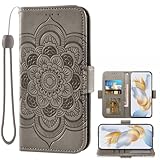 Asuwish Handyhülle für Samsung Galaxy S5/S5 Neo Hülle mit Kartenfach Klappbar Leder Geldbörse Ständer S 5 S5Neo SM-G900F S5Hülle Handy Hüllen Schutzhülle Handyhüllen Cover Slim Wallet Phone Case Grau