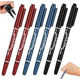 AZIDWERYQ 6 Stück Tattoo-Marker für die Haut 5, 4 Doppelköpfiger Henna-Stift mit dicker und feiner Spitze Tragbare Hautmarker für Tätowierungen, Rot + Schwarz + Blau