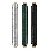Nordstern Blumendraht Basteldraht Grün/Silber/Schwarz 3er Pack - Wickeldraht Ø 0,65 mm x 38 m