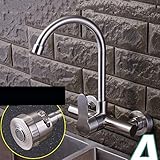 Wandmontage Wasserhahn 304 Edelstahl, Wandmontage, Küchenarmatur, Wandmontage, Warm- und Kaltwasser, Multifunktion, Universalschwenkbar, Balkonwaschbecken, Wasserhahn-Universalrohr-Wandarmatur
