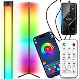 Retoo Stehlampe LED RGB Wohnzimmer, APP-gesteuert Ecklampe dimmbare Fernbedienung Stehleuchte, 10W dimmbar, mit Musik-Sync-Timer LED-Stehlampe, moderne RGB-Farbwechsel-Stehlampe