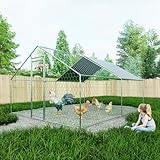 Freilaufgehege Hühnerstall 3x4x2m mit Sicherheitsschloss und Wasserdichtes PE-Tuch, Freilaufgehege aus Metall für Hühner, Kaninchen und weitere Kleintiere