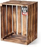 PINEEA Holzkiste Groß - Obstkiste Holz - Deko Weinkiste - 1 Stück Geflammt Vintage Holzbox 50x40x30