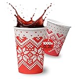 PLS GROUP® 1000 Pappbecher Glühwein 200ml | Glühweinbecher für Heißgetränke 0,2L | Einweg Glühwein Becher | Trinkbecher Pappe | Einwegbecher | Heißgetränkebecher Weihnachten