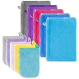 SREBIWO 10 Stück Mikrofaser Waschhandschuhe Flanell Weich Gesichtshandschuh Waschhandschuh Frottee Wiederverwendbare Make-up-Entferner Europäischer Stil Baumwolle Uni Einfarbig