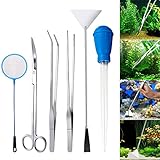 6 Pcs Aquarium Aquascaping Set,Aquarium Pflanzen Schere Set,Aquarium Pflege Set,Aquarium Reinigung Kit,Pflanzen Aquarium Pinzette,Aquarium Zubehör Reinigung,Pinzette Schere Kiesspatel Spatel Werkzeug