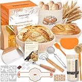 Gärkörbchen Für Sauerteig Starter Set, 25cm & 23cm Gärkorb Brot Brot Backen Mit Sauerteig Starterglas, Brot Backen Startver Set Großes Geschenk Für Anfänger, Bäcker