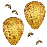 2 Stück Wespennest Attrappe Wetterfest,Künstliches Anti Wespen Abwehr,Hornissennest Attrappe aus Nässebeständigem Stoff,Wespen Nestbau Verhindern,Gegen Wasp Nest,Wespenabwehr für Balkon ﻿
