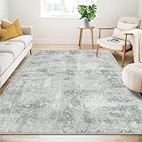 Guchuang Bedding Teppich Wohnzimmer 160x230 cm, Modern Grau Wohnzimmerteppich, Teppich Schlafzimmer Waschbar Carpet rutschfest Kurzflor Weich Teppiche für Esszimmer, Küche