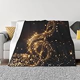 JKLQWC Flanelldecke, Motiv: Musiknote mit gefallenen glänzenden Sternen, 76 x 102 cm, leicht, weich, warm, Überwurfdecken für Sofa, Couch, Bett, Auto