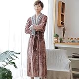 ANTIY Damen Herren Kimono Langer Bademantel Winter Warm Bequem Korallenfleece Verdicken Nachtwäsche Ganzkörperkleidung,Braunes Männchen,Mittel