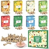 LA BELLEFÉE Räucherkegel Set,120st 8 Duft, Räucherkerze mit Räucherstäbchenhalter, Natürlich Räucherkegel Perfekt für zu Hause, Entspannung, Innenräume, Yoga-Praxis, Meditation, Weihnachten Geschenk