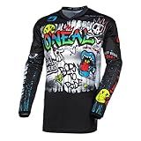 O'NEAL | Motocross-Jersey Langarm | MX Enduro | Gepolsterter Ellbogenschutz, V-Ausschnitt, atmungsaktiv | Element Youth Jersey Rancid V.24 | Schwarz Weiß | Größe L