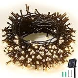 SLWOO Solar Weihnachtsbeleuchtung Außen - 20M 200 LED Lichterkette Aussen Solar Wetterfest IP65, 2 Modi Outdoor Solarlichterkette Warmweiß für Garten Baum Balkon Hochzeit Party Weihnachten Deko
