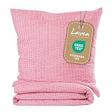 Seersucker Bettwäsche karo, Landhaus Rot, 100% Baumwolle, Bügelfrei, 135 x 200cm + 80 x 80cm, mit YKK-Qualitätsreißverschluss, kariert