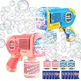 EagleStone 2 LED Seifenblasenpistolen für Kinder, Automatische Seifenblasenmaschine mit 4 Flaschen 10 Lösungsbeutel，Outdoor-Spielzeug, Hochzeits- und Ostergeschenke