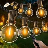 UooEA Lichterkette Außen mit Timer, 15M LED Lichterkette Strom Outdoor mit 25+2 G40 Glühbirnen, 4 Modus und Dimmbar Lichterkette Wasserdicht für Garten Balkon Terrasse Party Hochzeit (Warmweiß)