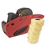 Preisauszeichner Set | UNO C6 Etikettier-Gerät | Hand-Auszeichner mit 7.500 Etiketten in leuchtrot ablösbar | robust und langlebig | PB-Onlinehandel