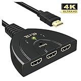 Pmandgk Schalter 4K, 3 Anschluss Splitter Umschalter Unterstuetzt 4K / Full HD1080p / 3D mit High-Speed Pigtail-Kabel