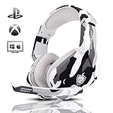 YOTMS H1 Gaming Headset, PS5 Headset für PS4 PC mit 3D Surround Sound Headset mit Mikrofon Kopfhörer Noise Cancelling für Gamer (Camo)