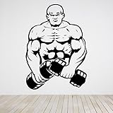 Wandaufkleber mit Hantel, Bodybuilder, Fitnessstudio, Fitness, Sport, Muskeln, Wandaufkleber, für Fitnessstudio, Dekor, Vinyl-Aufkleber, Kunst-Dekor, Wandbild, 79 x 57 cm