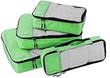 Amazon Basics Kleidertaschen-Set Reißverschluss, 4-teilig, je 1, Schmal, Klein, Mittelgroß, Groß Packtasche, Grün