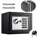 4,6L Elektronischer Safe Tresor MöBeltresor Klein Boden Wandtresor mit 2 x Dringend Schlüssel & Befestigungsschraube,Zuhause Ausweise Sicherheitsbox Stahlsafe Schwarz