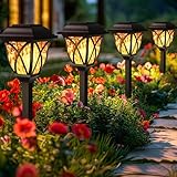 GIGALUMI Solarlampen für außen, 6 Stück LED Solar Gartenleuchten, solarbetriebene Lichter für Garten, Terrasse, Balkon, Landschaft, Gehweg, Pfad (Flackernde Flamme)