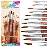 HJZHII 12 Stück Künstlerpinsel Pinsel Set, Nylonhaar Künstler Acrylpinsel Pinsel acrylfarbe Satz Acrylpinsel Aquarellpinsel Set für Ölgemälde Aquarell Acryl