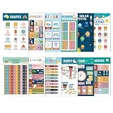 Syengery Kinder Lernposter, Klassenzimmer Lernkarten, Zeit Buchstaben Zahlen 12 Stück Lernposter Für Kinder Unterwegs Zuhause Schule Spielzeit Vorschule Förderung