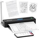PokeLabel Mobiler Drucker A4 für Unterwegs, Tragbarer Drucker Thermodrucker A4 Wireless Bluetooth Inkless Handy Printer, M832 300dpi Portable Kompakt Reisedrucker für Android/iOS/Win/Mac Laptop