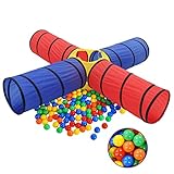 Spieltunnel mit 250 Bällen, ShGaxin Krabbeltunnel, Tunnel, Tunnel, Bällebad, Indoor Spielgeräte, Parcours, Mehrfarbig