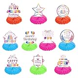 Gosknor 10 Stück Geburtstags-Mittelstück, Tischdekoration zum Geburtstag Bunt Happy Birthday Mittelstücke Waben-Mittelstück Geburtstags-Tischaufsatz für Kinder Erwachsene Geburtstag Party Zubehör