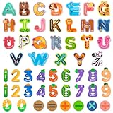 Xialvyu 52 Magnetische Großbuchstaben und Zahlen, kühlschrankmagnete Kinder, Enthält 26 Bunte Buchstaben, 20 Zahlen und 6 Symbole, Geeignet für Kleinkinder im Alter von 3 4 5 Jahren