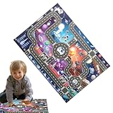 NevPuose Auto Teppich Für Kinder - Straßenkarte, Fahrzeug Spielen | Interaktiver Straßenlayout -Floor -, Bildungsverkehrsmatte, Fantasievolle Fahrzeugspieloberfläche Für Spielzimmer, Schlafzimme