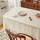 oupados 220x140cm Beige Tischdecke Abdeckung Rechteckig Party Tischtuch Leinen Abwaschbar Tischdecke Hochzeit Tischdeko Quaste Tischwäsche Couchtisch Table Cloth für Küche Picknick Weihnachts Dekor