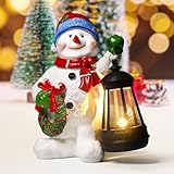 Eletorot Schneemänner Dekorationen Innen Figuren mit Handheld Lantern Batteriebetriebene, Sammlerfiguren für Tischdekorationen, Kamin